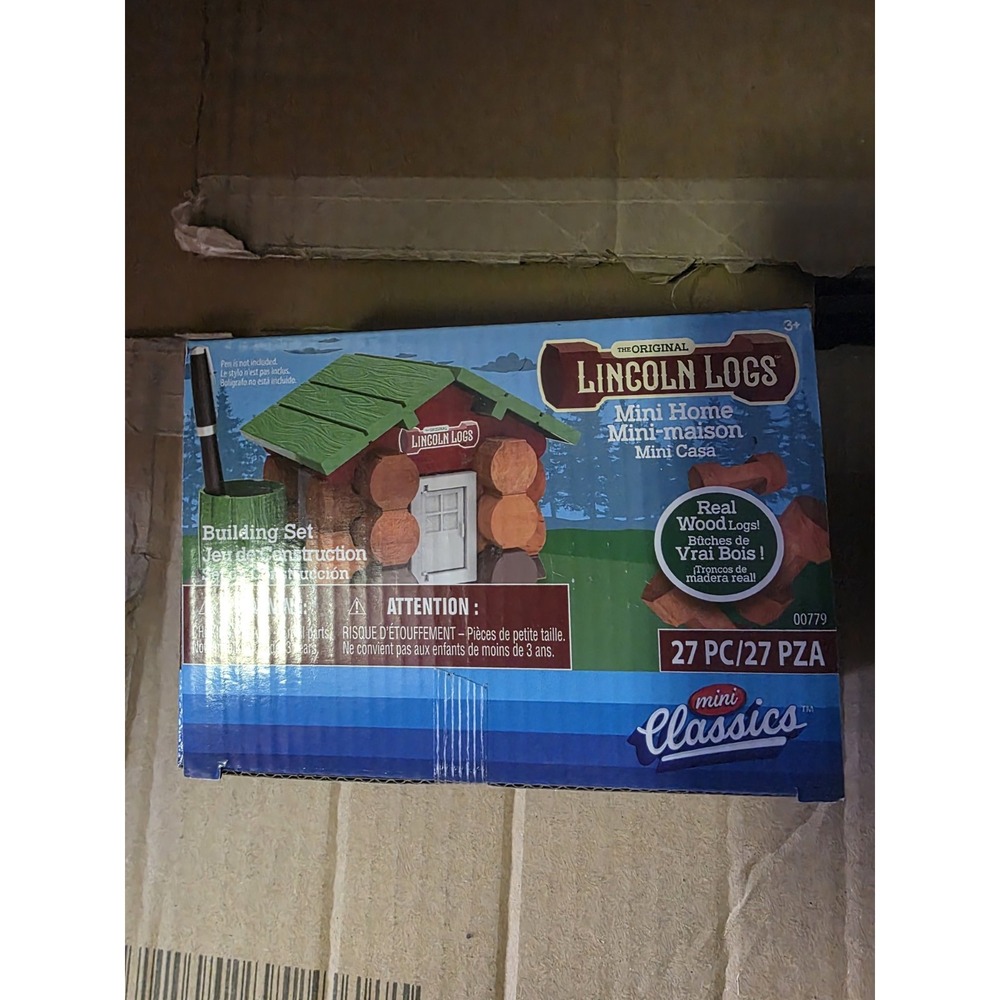 Original Lincoln Logs Mini Home 27 PC‎ Building Set Mini Classics Real Wood Logs